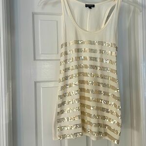 Express cream and gold sequin tank XS